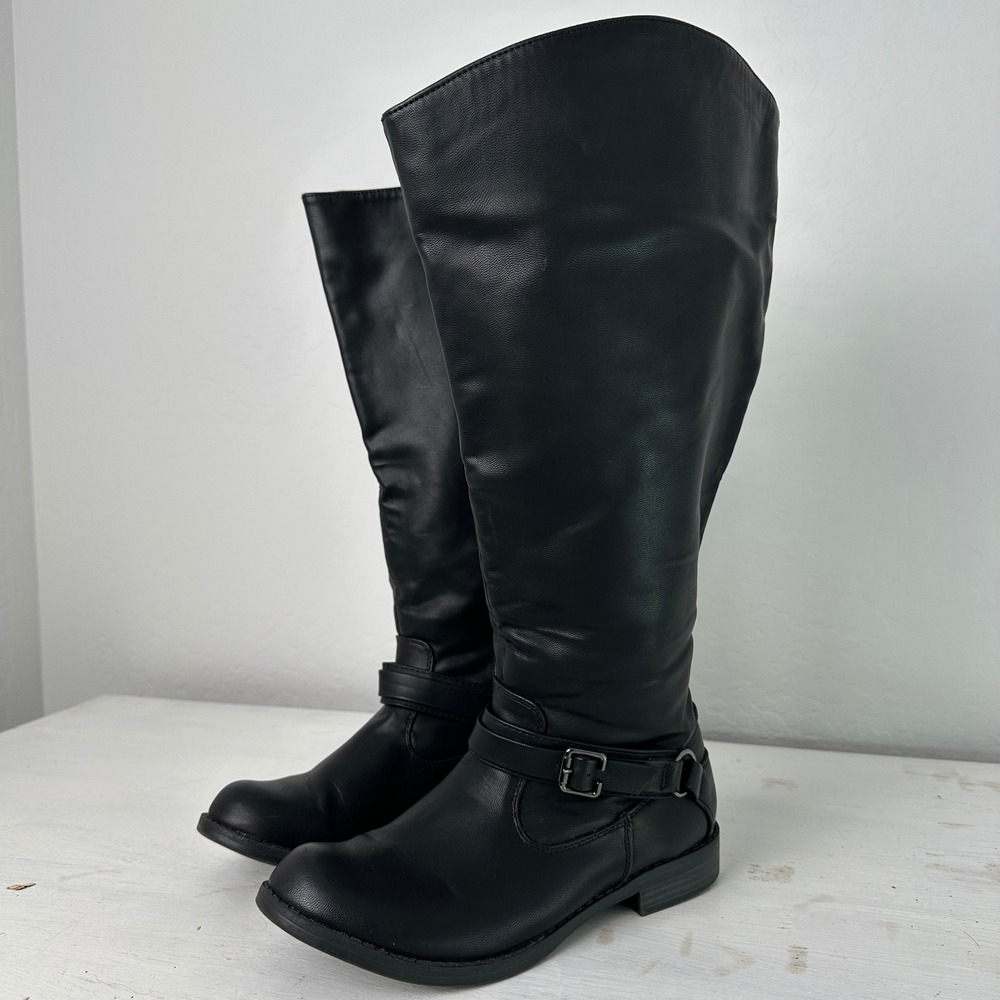 Easy Street Boots Womens 7.5 Plus Plus Calf Black Buckle Accent 30-4951